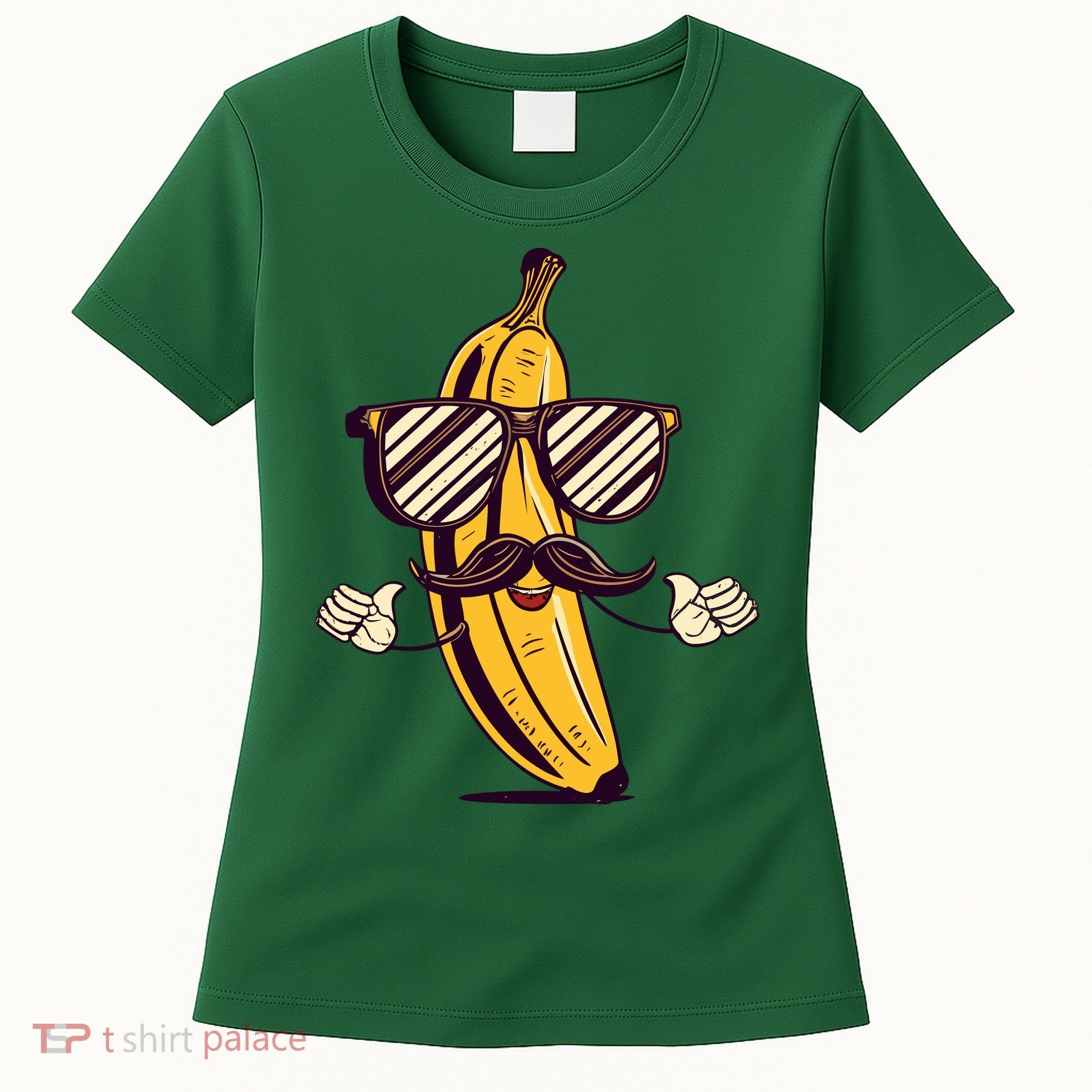 Banana Mustache Sunglasses Face Funny Fruit Cool Banana Gift Women's T-Shirt