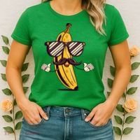 Banana Mustache Sunglasses Face Funny Fruit Cool Banana Gift Women's T-Shirt thumb 2
