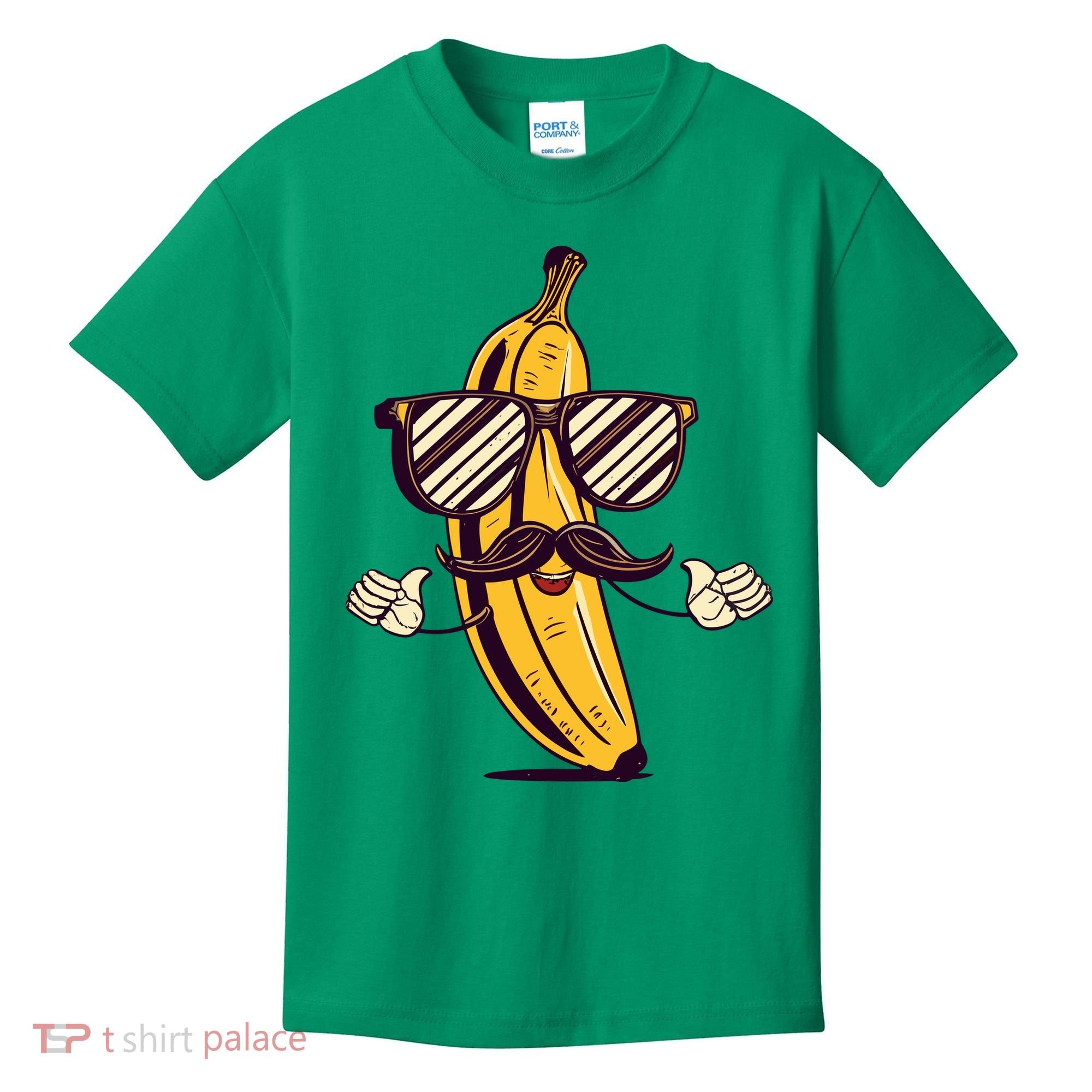 Banana Mustache Sunglasses Face Funny Fruit Cool Banana Gift Kids T-Shirt