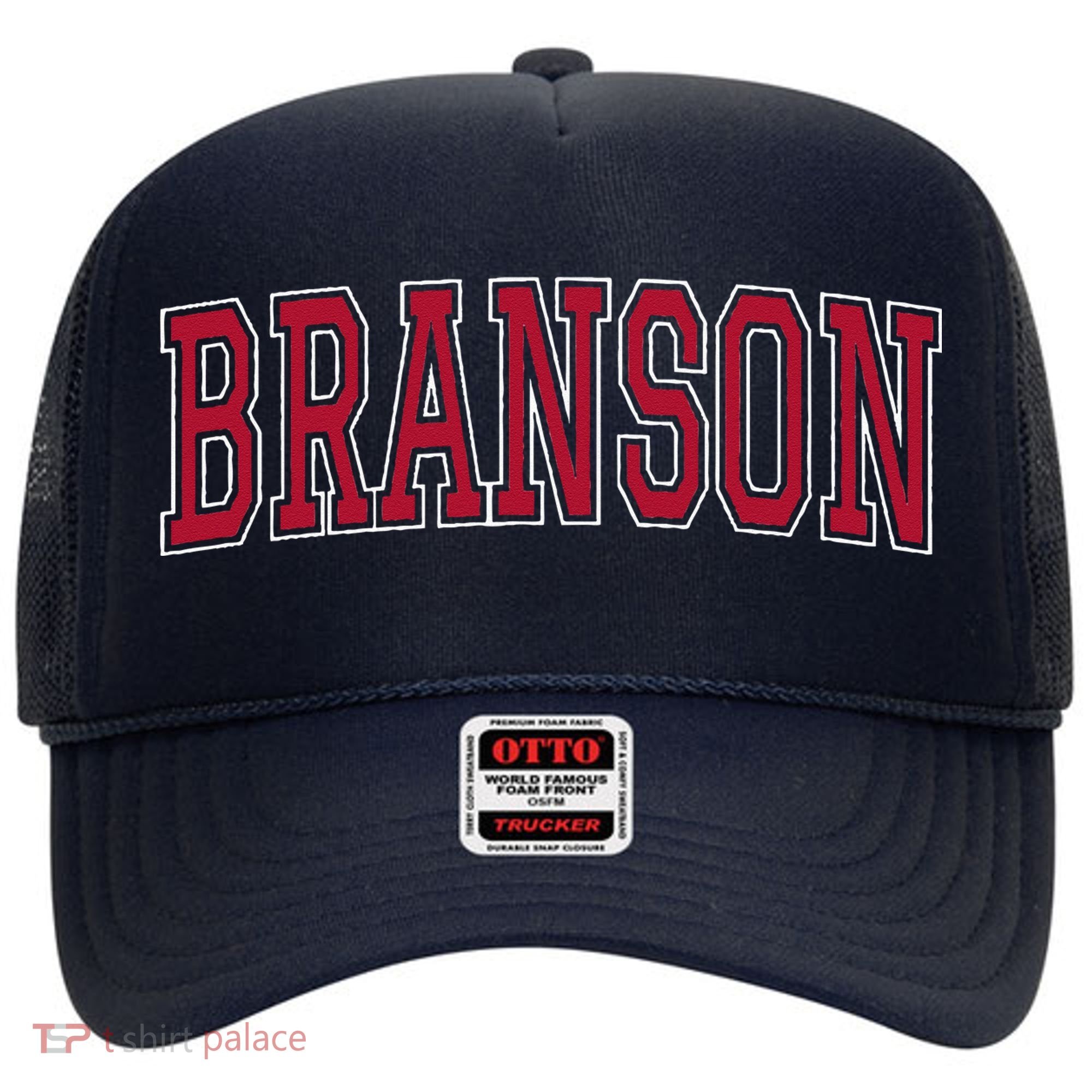Branson Missouri Souvenir Varsity Style Red Text Hat
