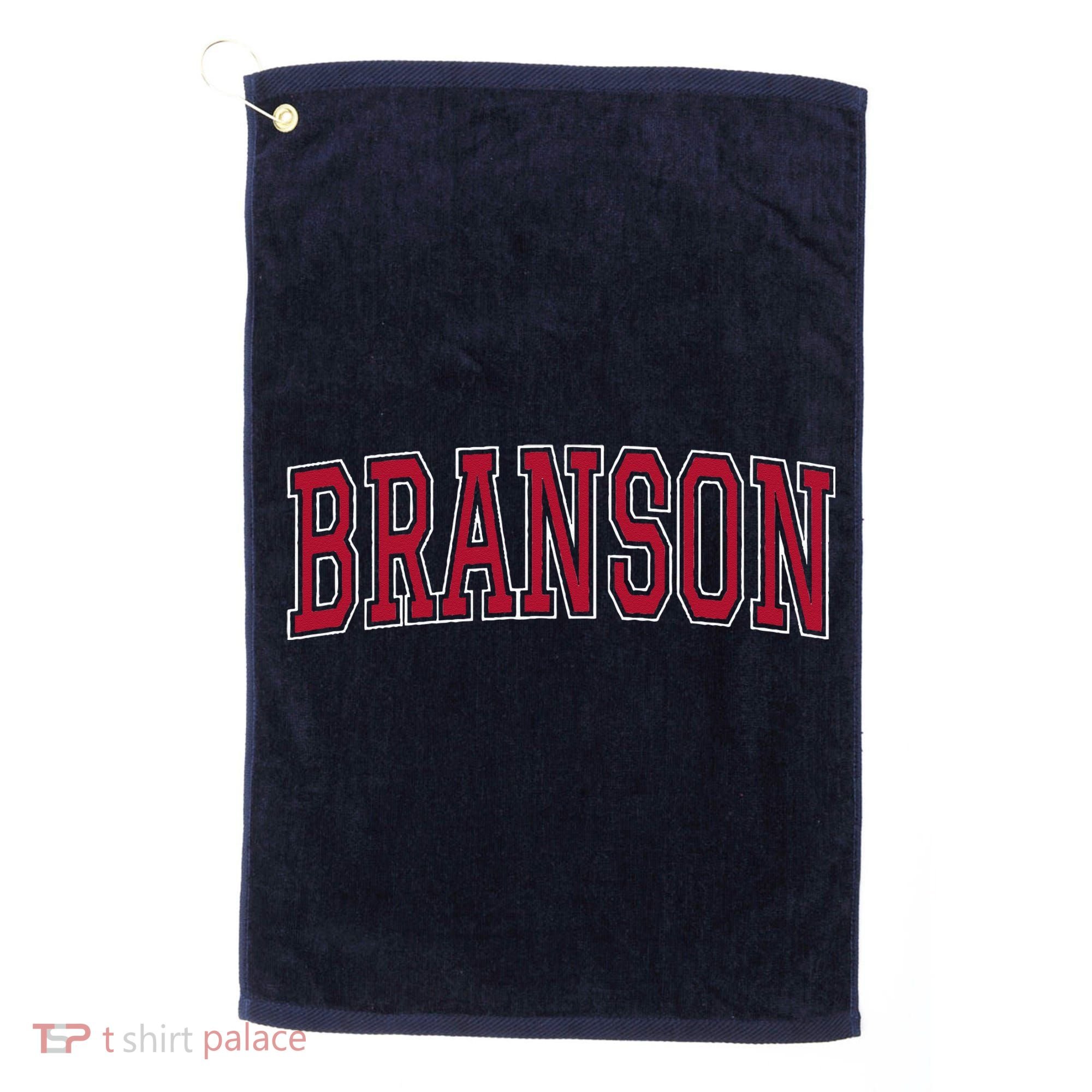 Branson Missouri Souvenir Varsity Style Red Text Golf Towel