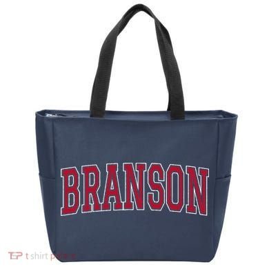 Branson Missouri Souvenir Varsity Style Red Text Tote Bag