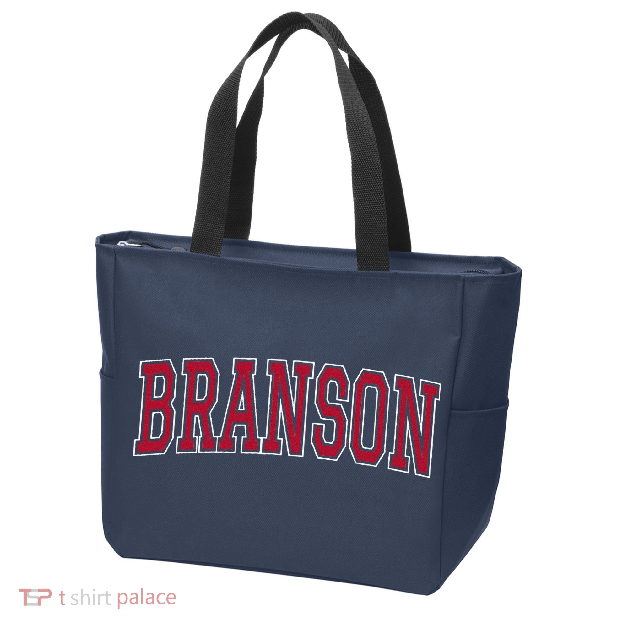 Branson Missouri Souvenir Varsity Style Red Text Tote Bag