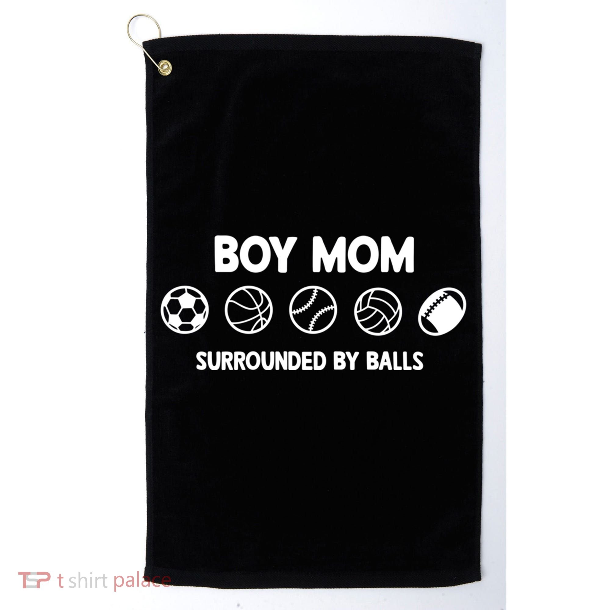 Boy Mom Surrounded By Balls Meaningful Gift Golf Towel