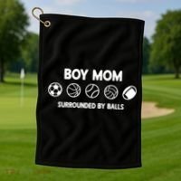 Boy Mom Surrounded By Balls Meaningful Gift Golf Towel thumb 1