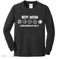Boy Mom Surrounded By Balls Meaningful Gift Kids Long Sleeve Shirt thumb 0
