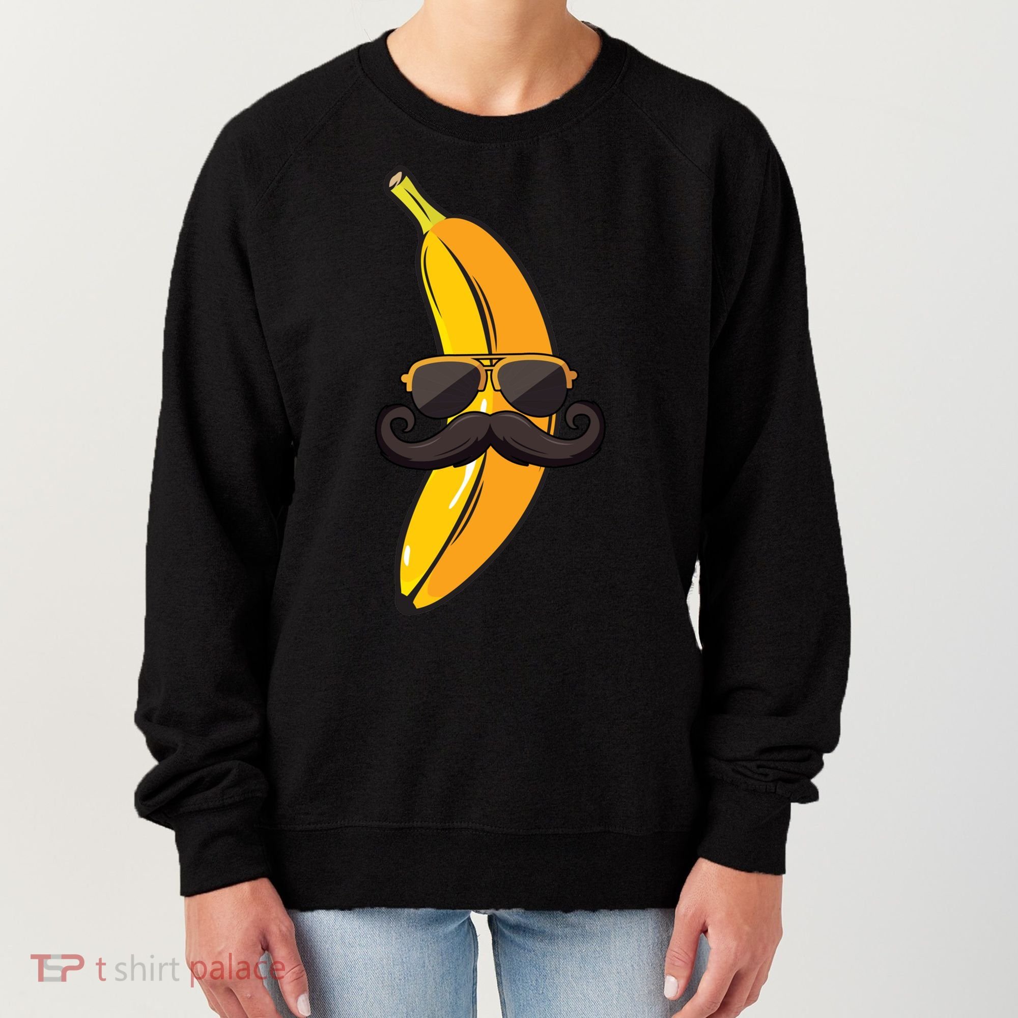 Banana Mustache Sunglasses Face Funny Fruit Cool Banana Gift Women's Sweatshirt