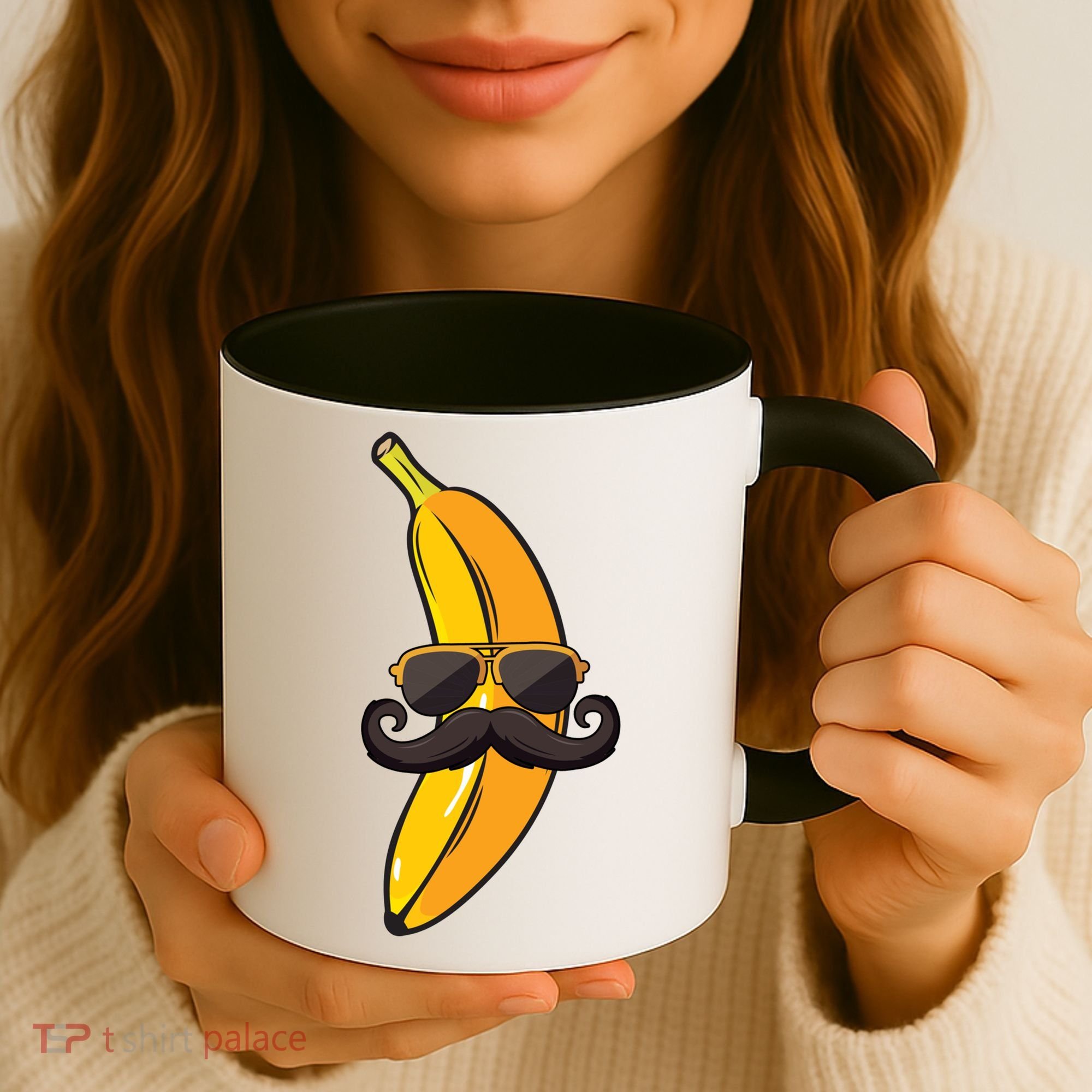 Banana Mustache Sunglasses Face Funny Fruit Cool Banana Gift Coffee Mug