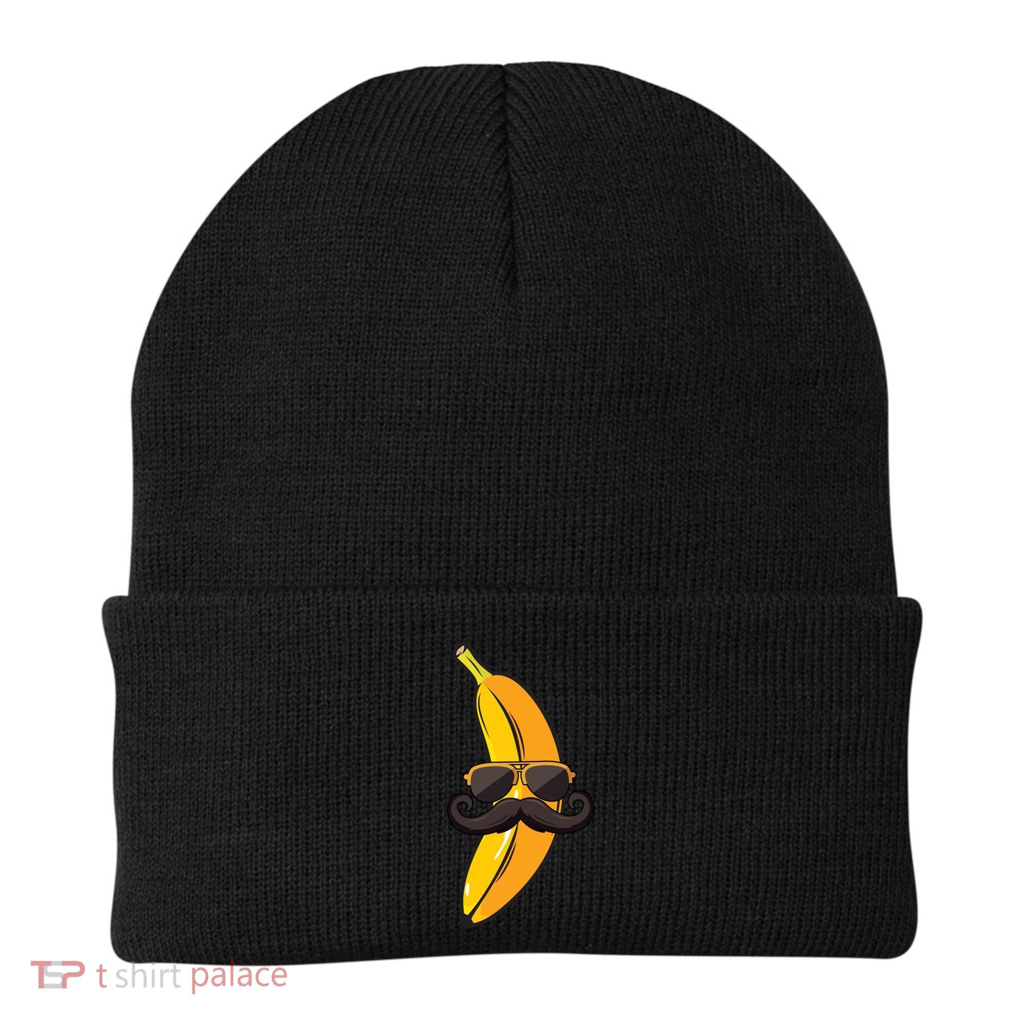 Banana Mustache Sunglasses Face Funny Fruit Cool Banana Gift Beanie
