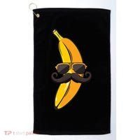 Banana Mustache Sunglasses Face Funny Fruit Cool Banana Gift Golf Towel thumb 0