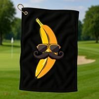 Banana Mustache Sunglasses Face Funny Fruit Cool Banana Gift Golf Towel thumb 1