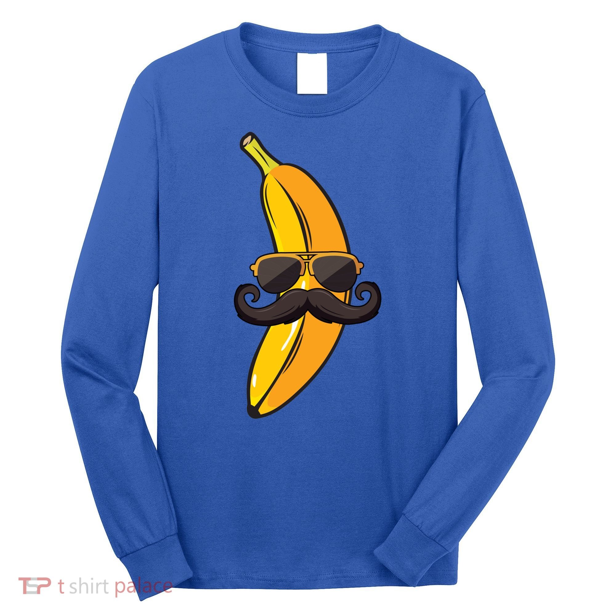Banana Mustache Sunglasses Face Funny Fruit Cool Banana Gift Long Sleeve Shirt