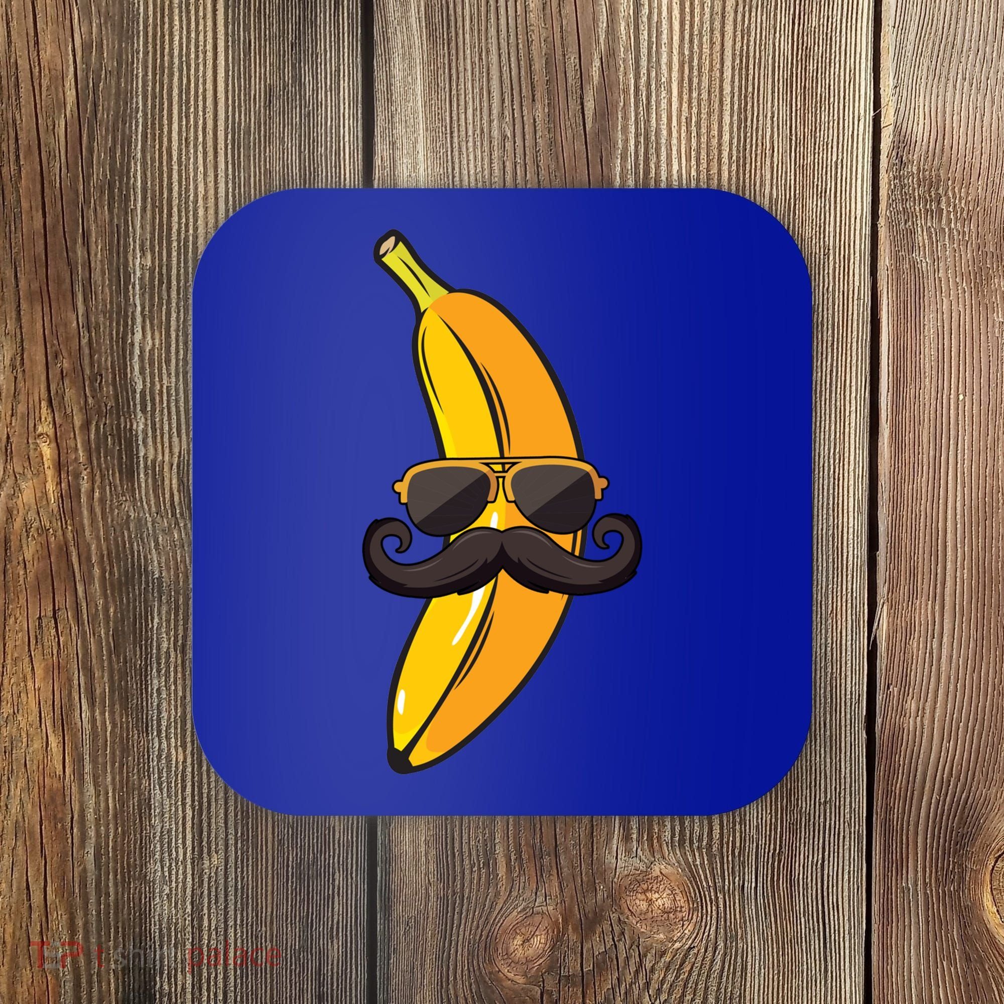 Banana Mustache Sunglasses Face Funny Fruit Cool Banana Gift Coaster