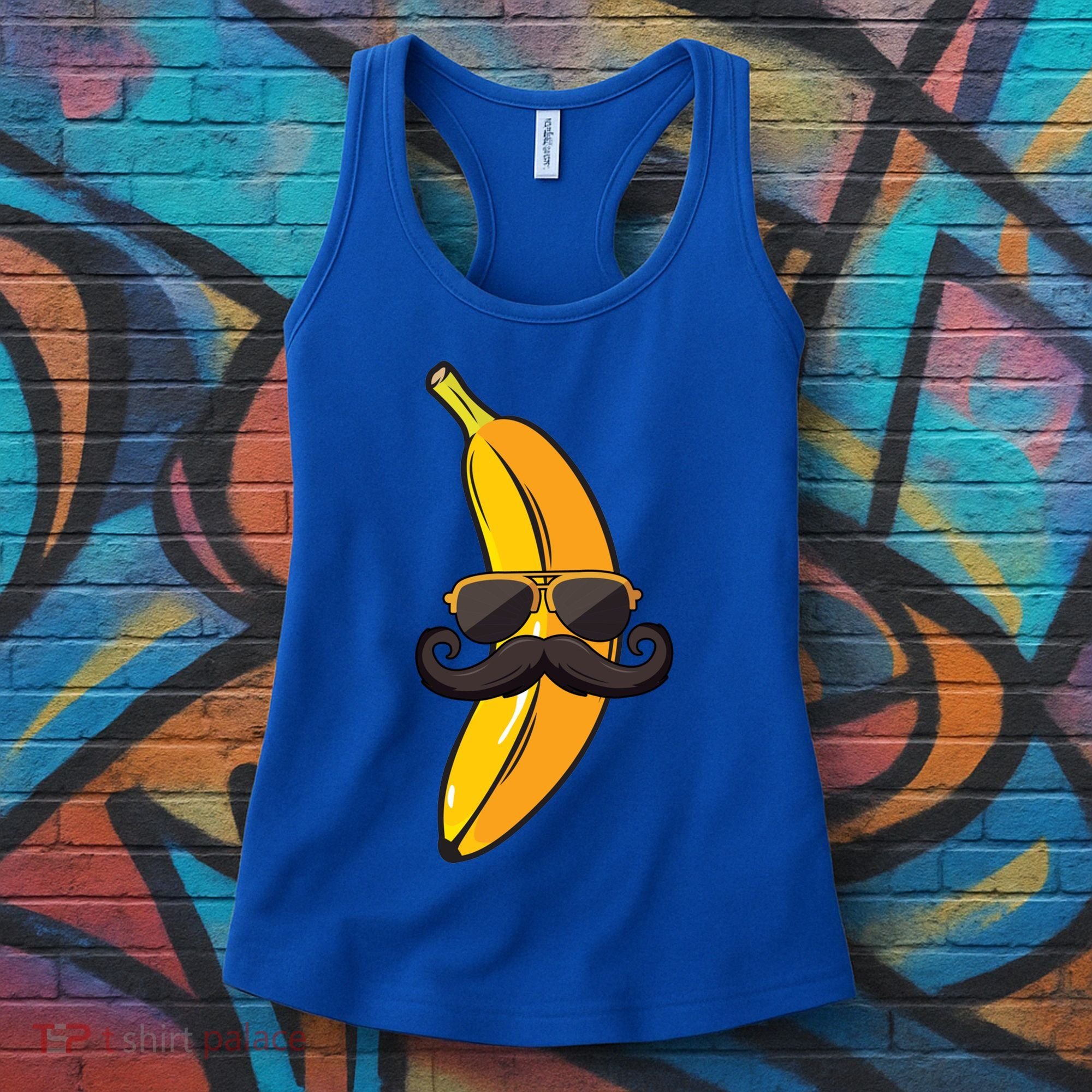 Banana Mustache Sunglasses Face Funny Fruit Cool Banana Gift Women's Tank Top
