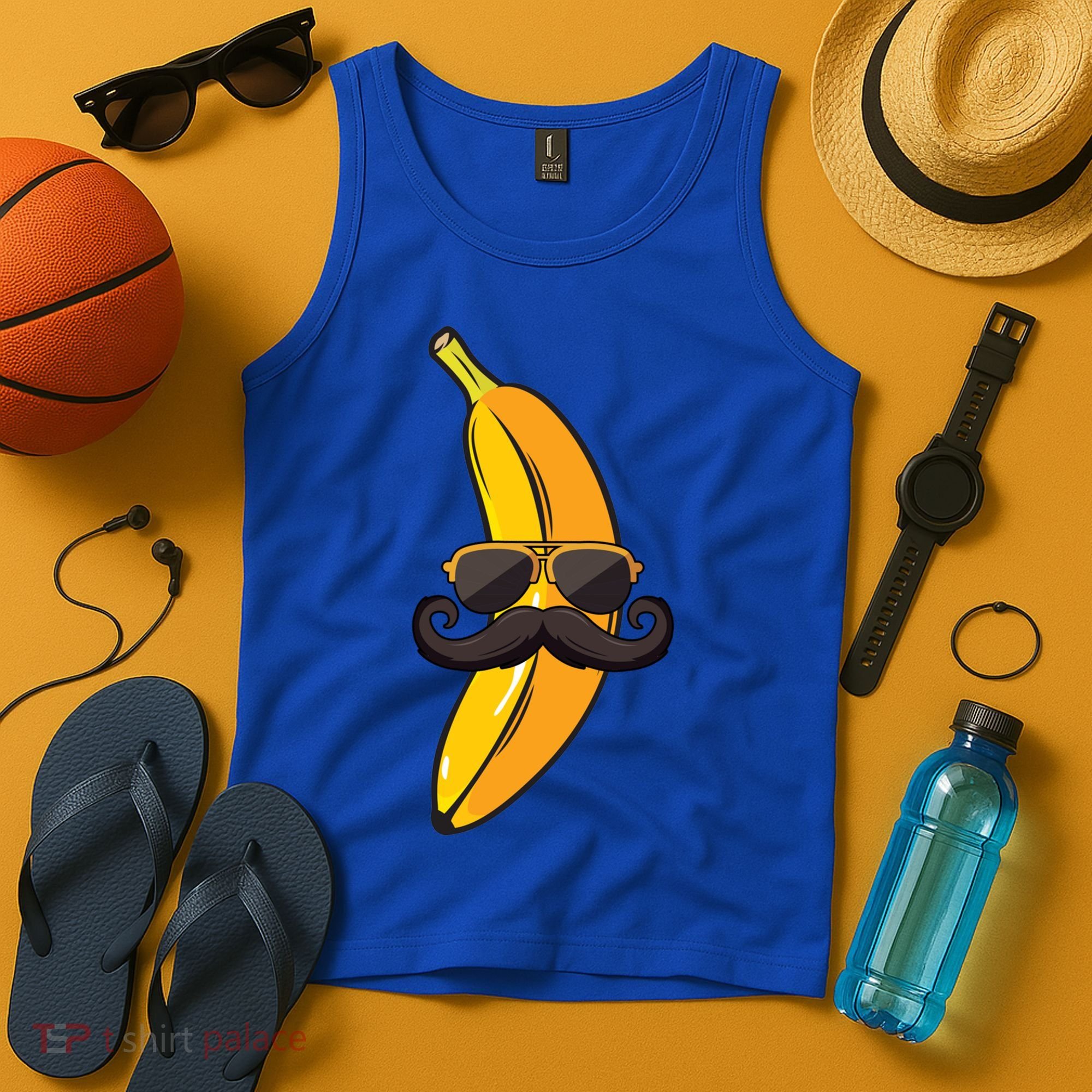 Banana Mustache Sunglasses Face Funny Fruit Cool Banana Gift Tank Top