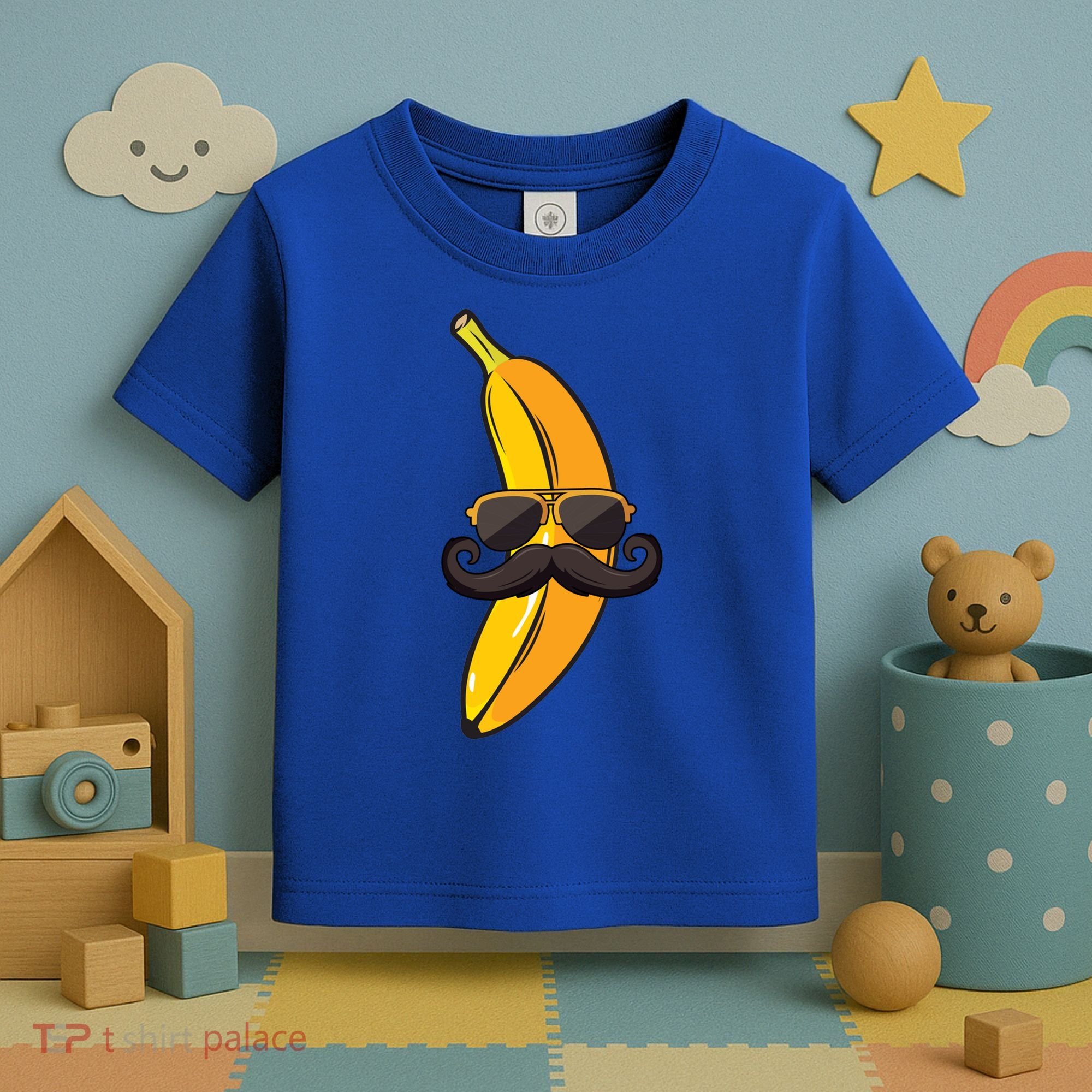 Banana Mustache Sunglasses Face Funny Fruit Cool Banana Gift Toddler T-Shirt