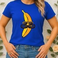 Banana Mustache Sunglasses Face Funny Fruit Cool Banana Gift Women's T-Shirt thumb 2