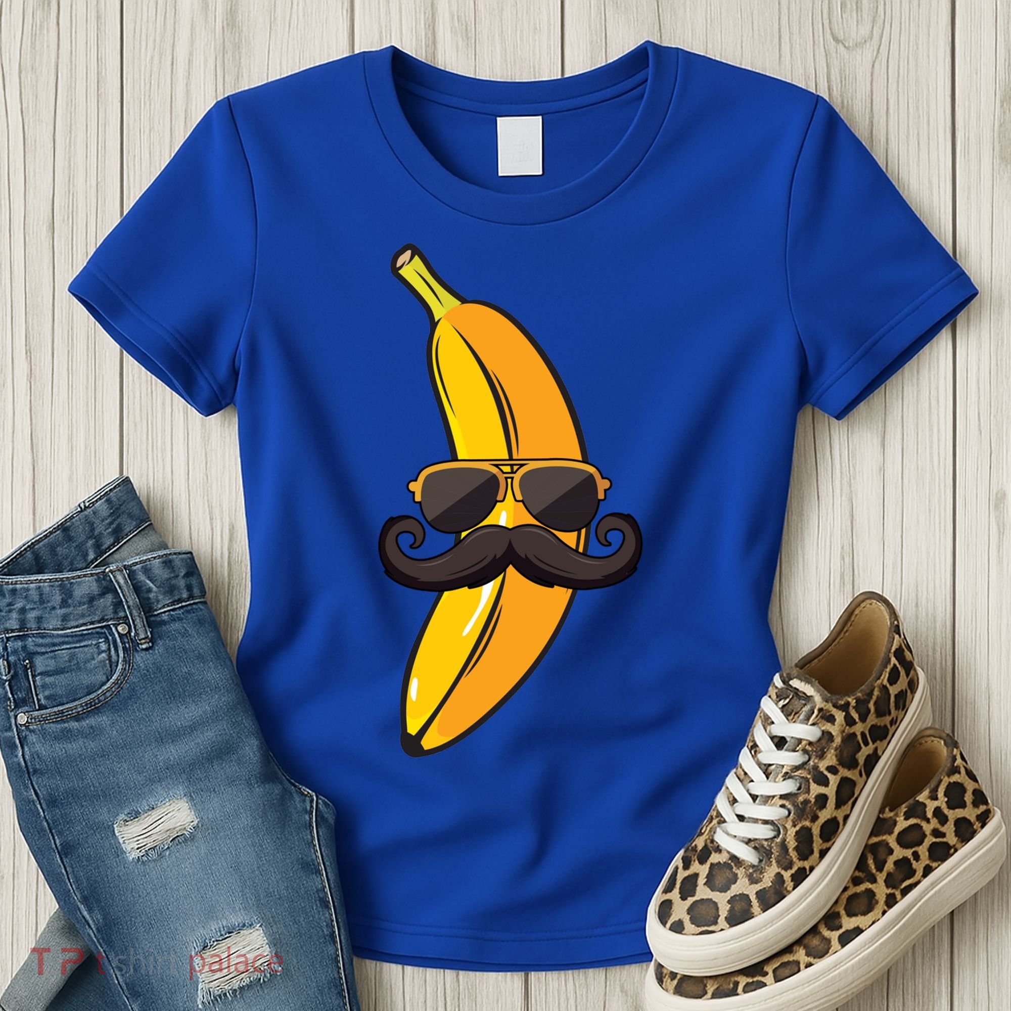 Banana Mustache Sunglasses Face Funny Fruit Cool Banana Gift Women's T-Shirt