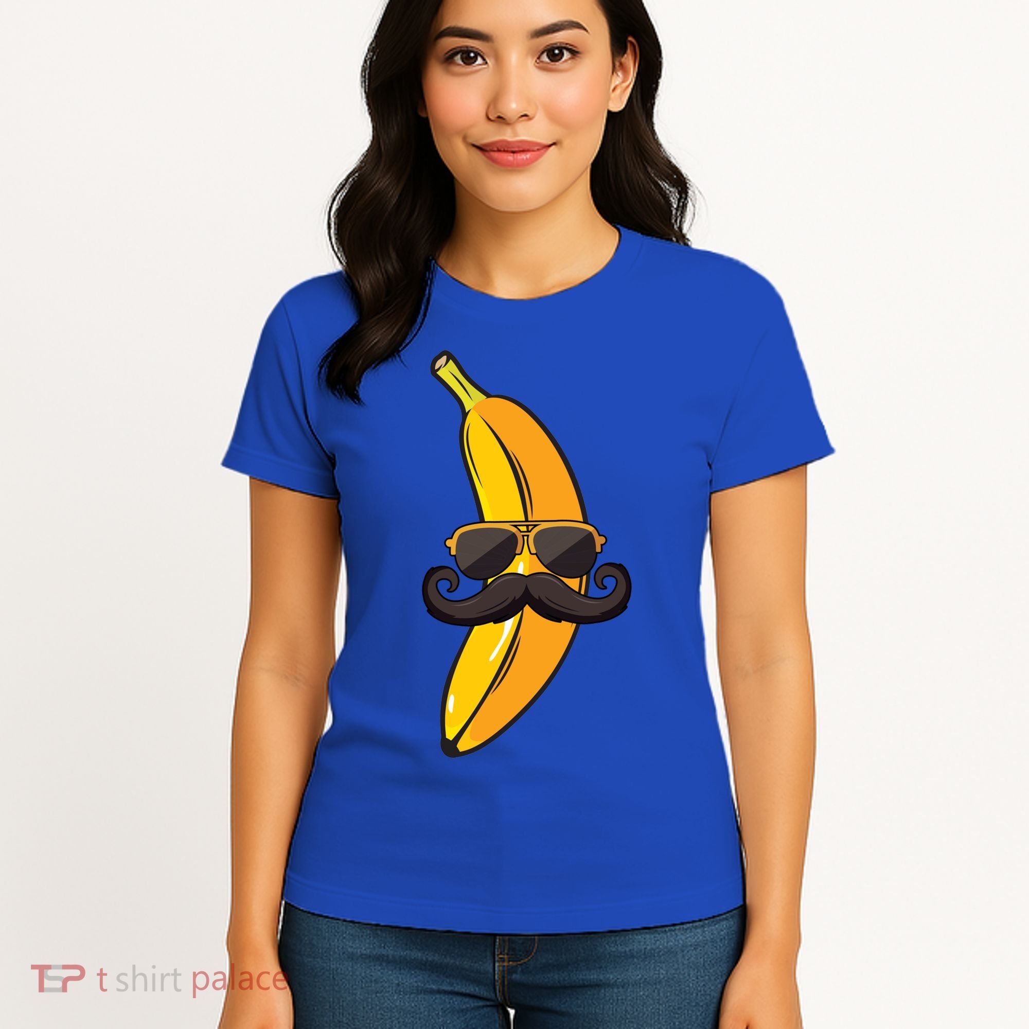 Banana Mustache Sunglasses Face Funny Fruit Cool Banana Gift Women's T-Shirt