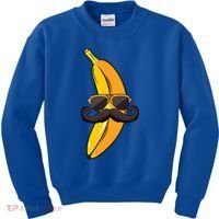 Banana Mustache Sunglasses Face Funny Fruit Cool Banana Gift Kids Sweatshirt thumb 0