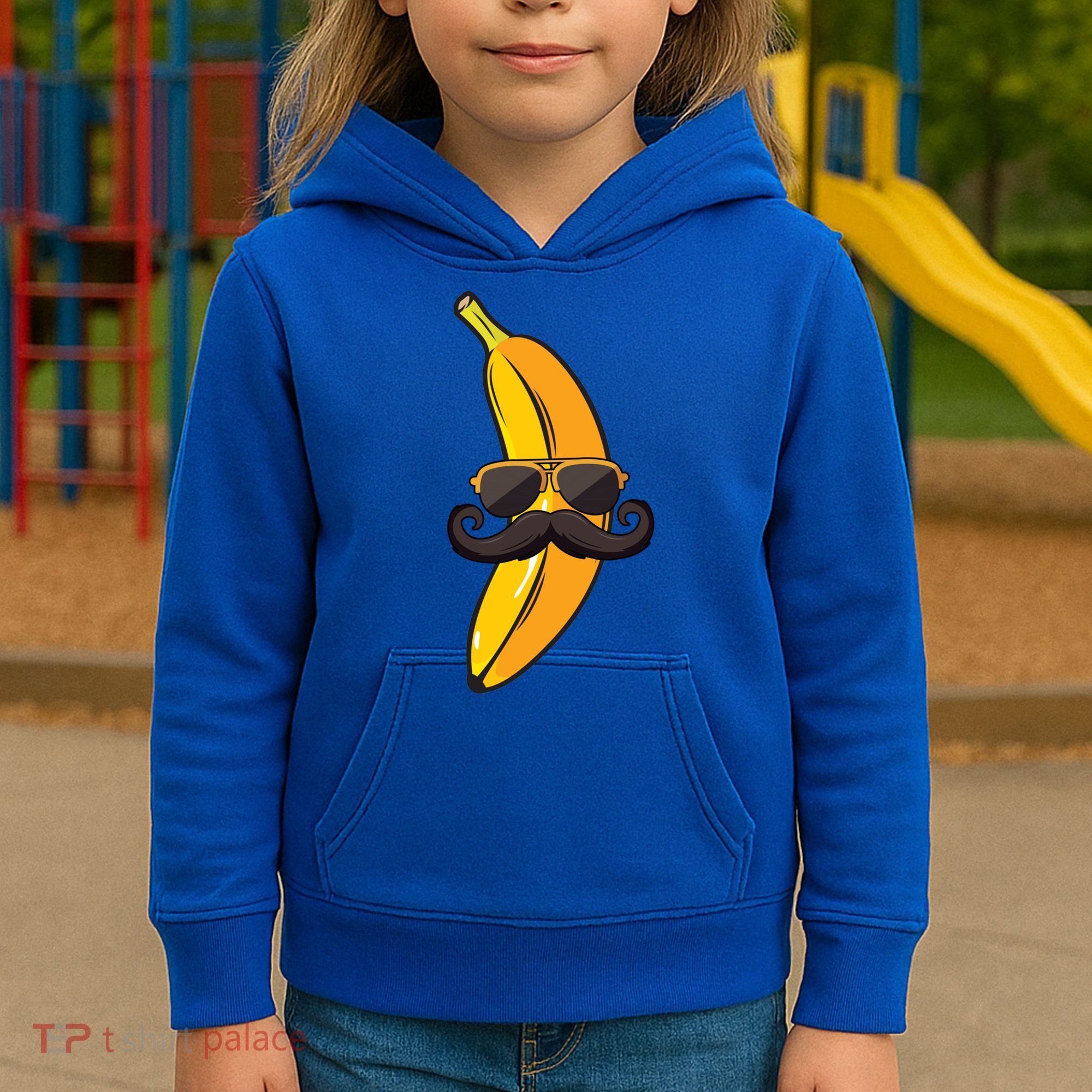 Banana Mustache Sunglasses Face Funny Fruit Cool Banana Gift Kids Hoodie