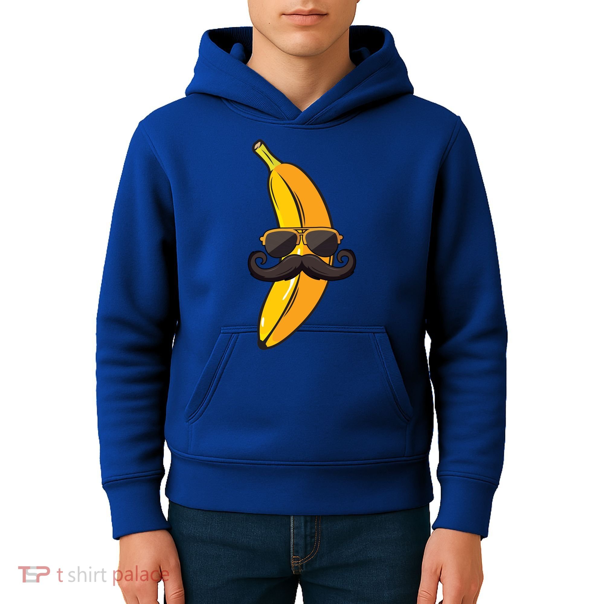 Banana Mustache Sunglasses Face Funny Fruit Cool Banana Gift Kids Hoodie