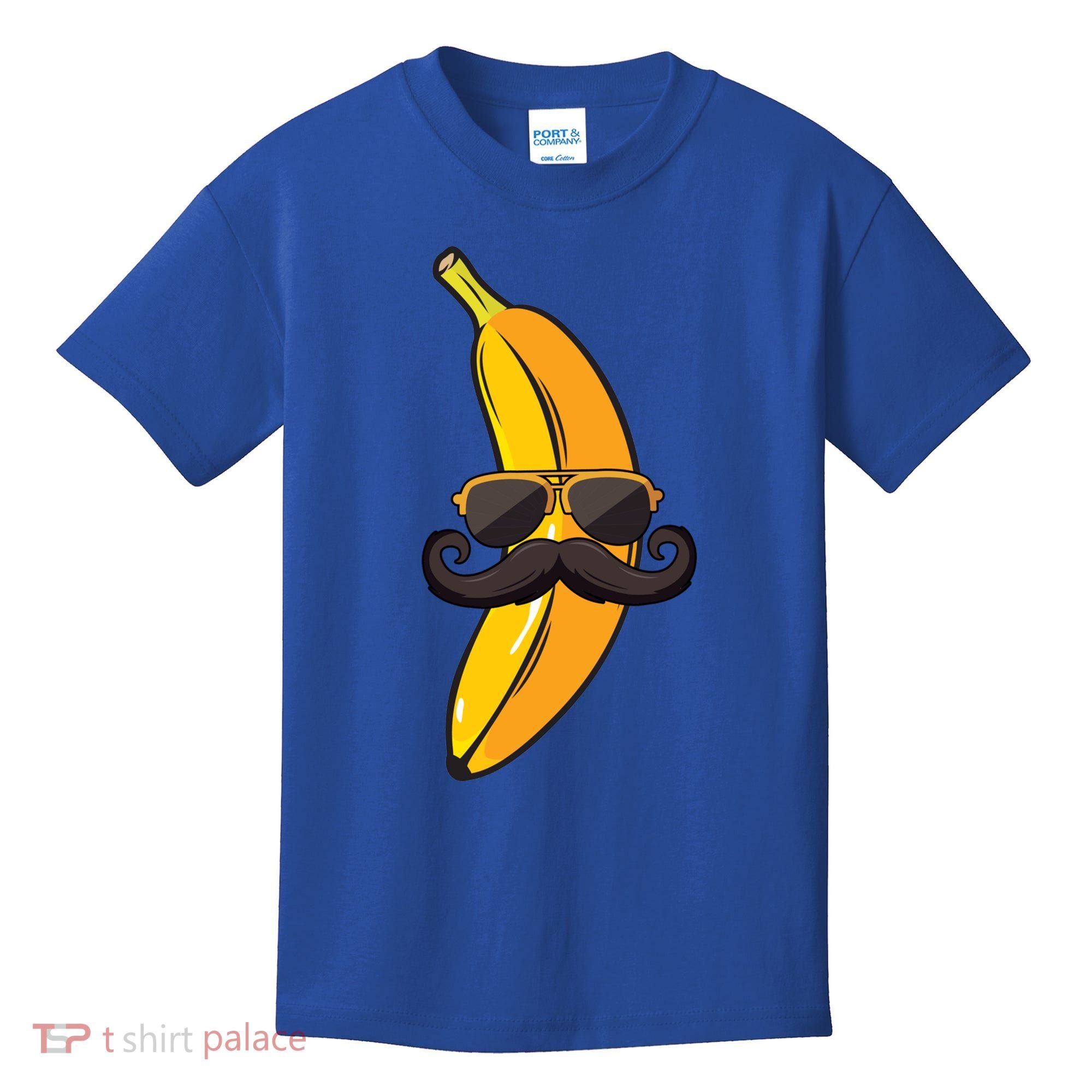 Banana Mustache Sunglasses Face Funny Fruit Cool Banana Gift Kids T-Shirt