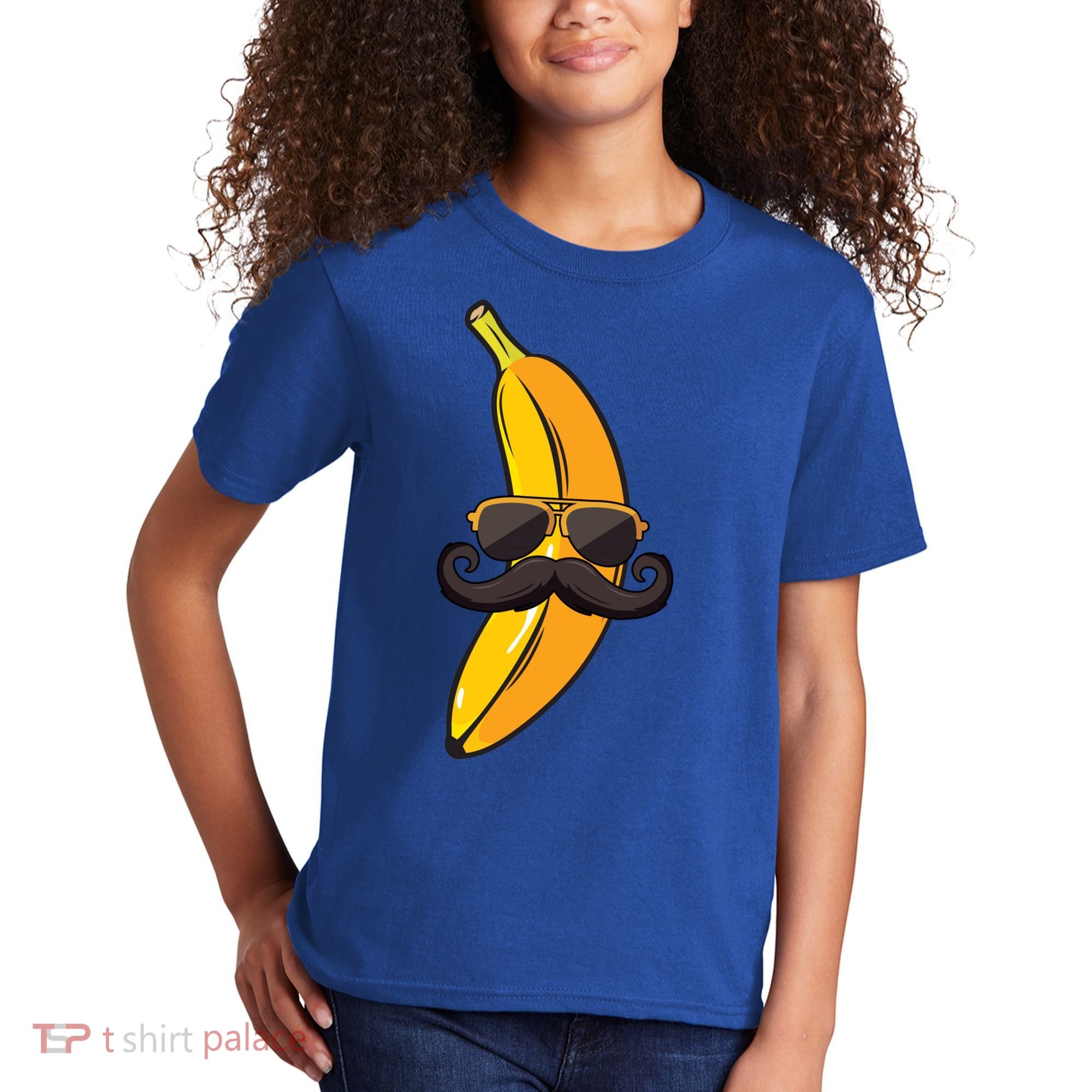 Banana Mustache Sunglasses Face Funny Fruit Cool Banana Gift Kids T-Shirt
