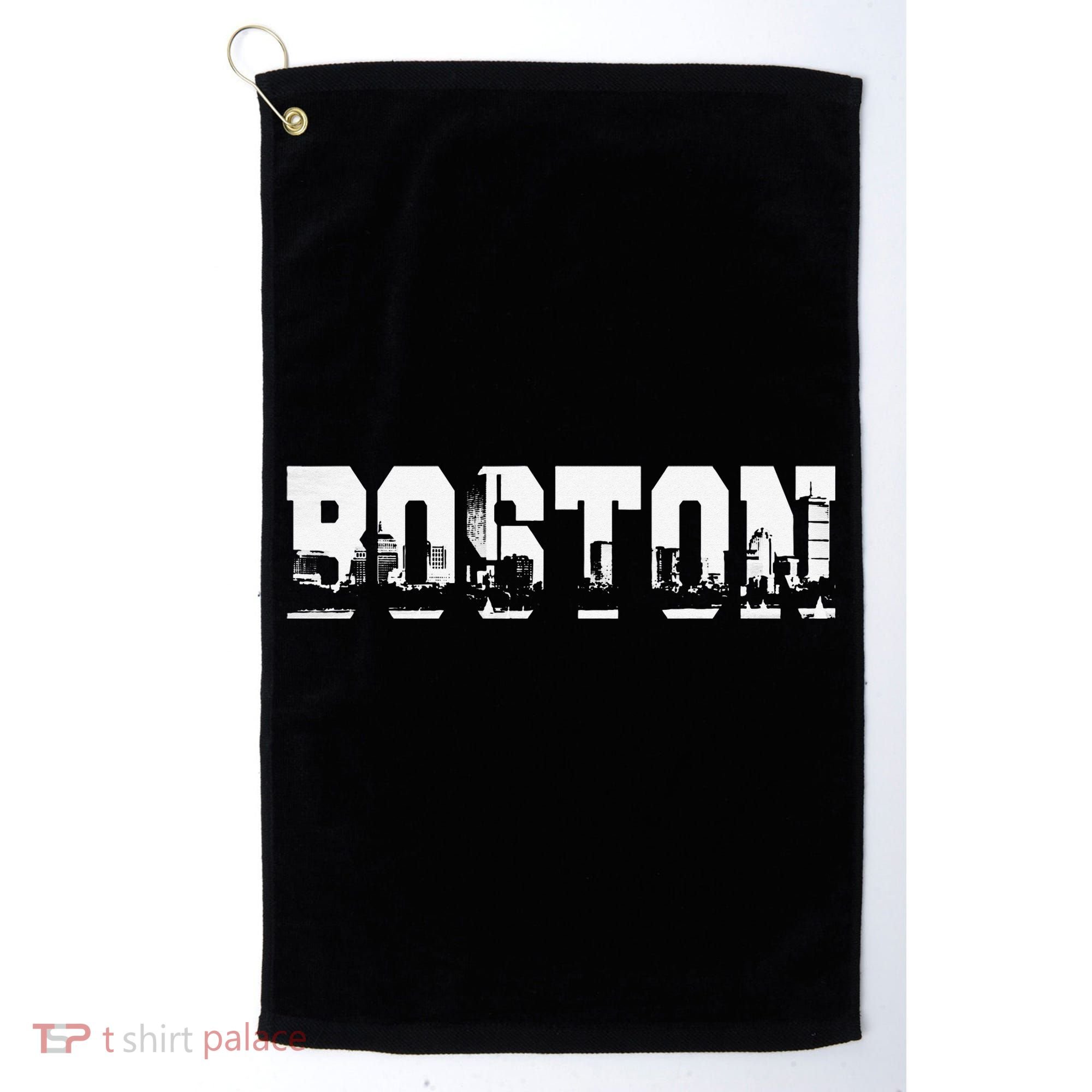 Boston Massachusetts Skyline Graphic Apparel Golf Towel