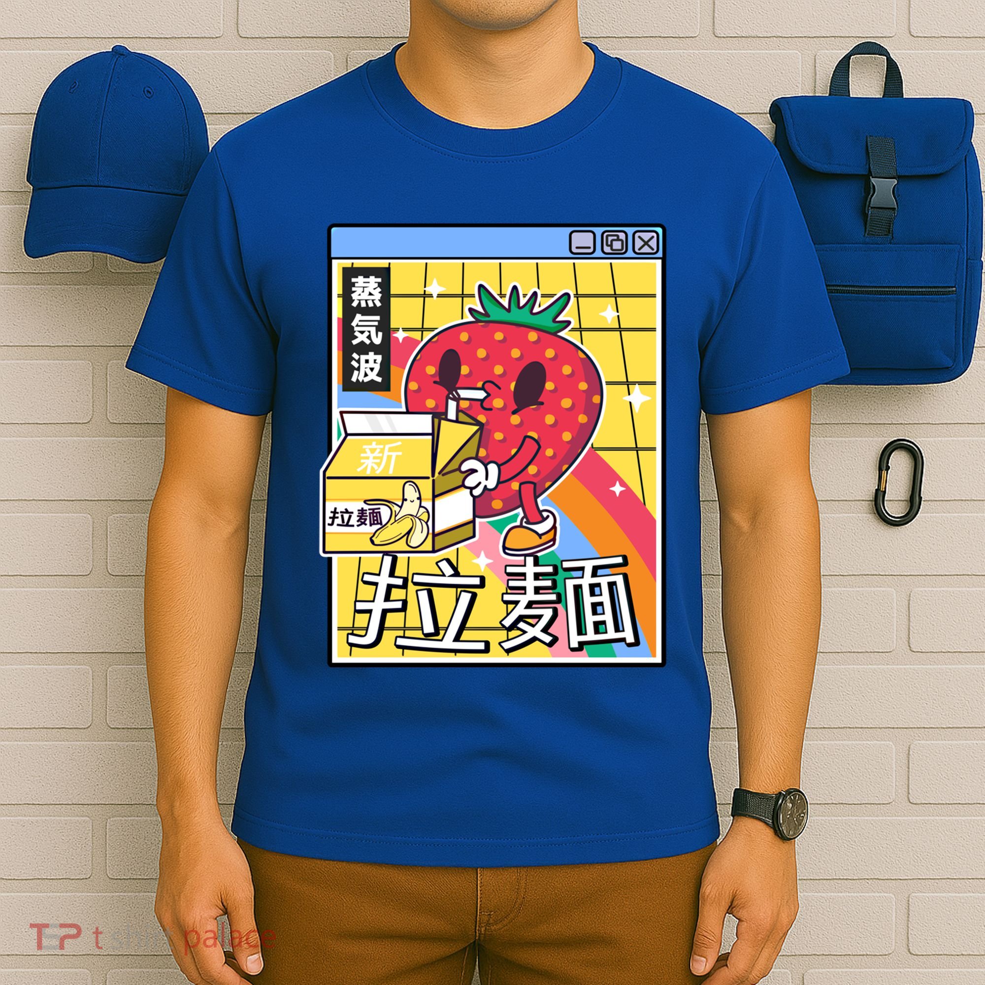 Banana Milk Strawberry Rainbow Digital Japan Style Vaporwave Gift T-Shirt