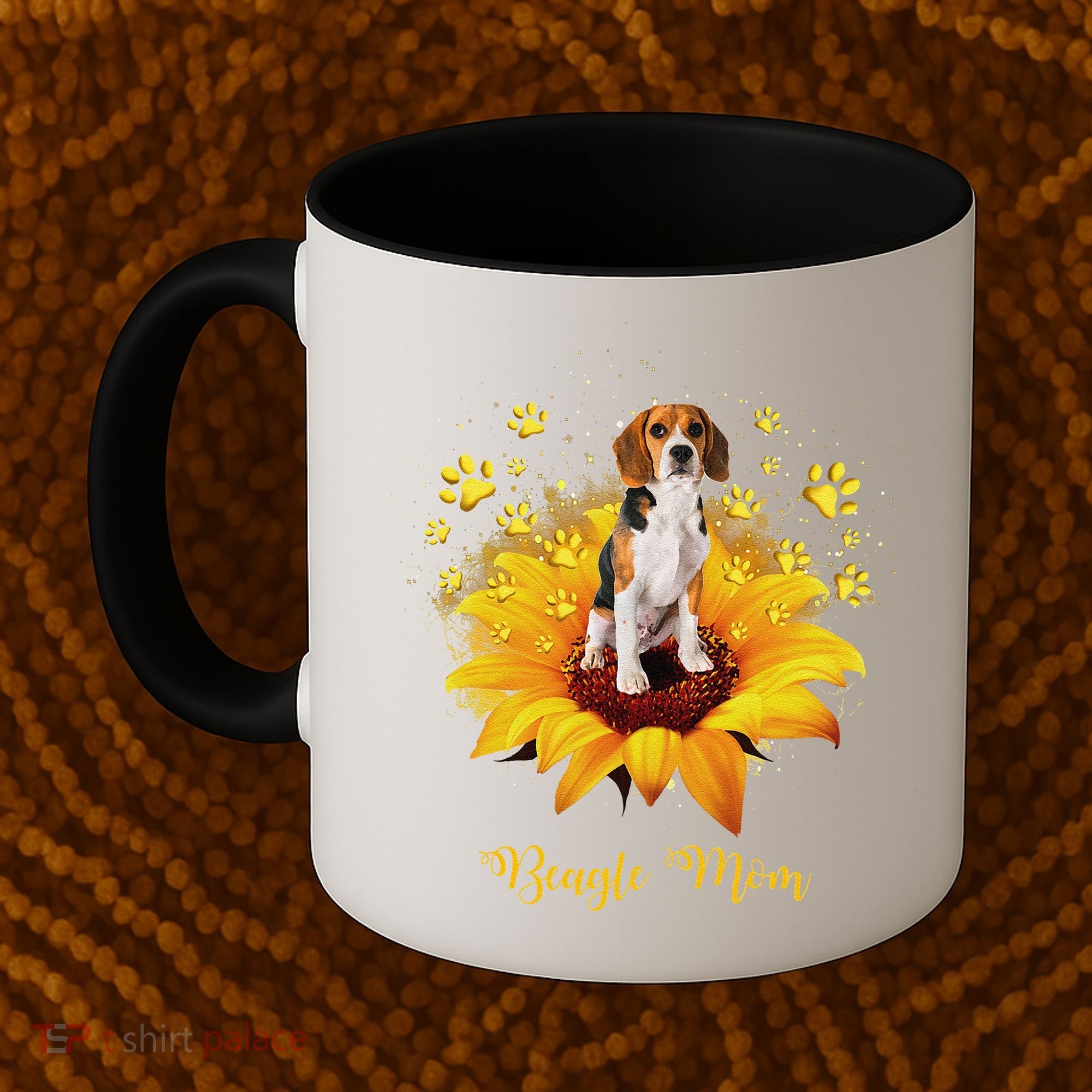 Beagle Mom Sunflower With Dog Paw MotherS Day Coffee Mug