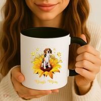 Beagle Mom Sunflower With Dog Paw MotherS Day Coffee Mug thumb 3
