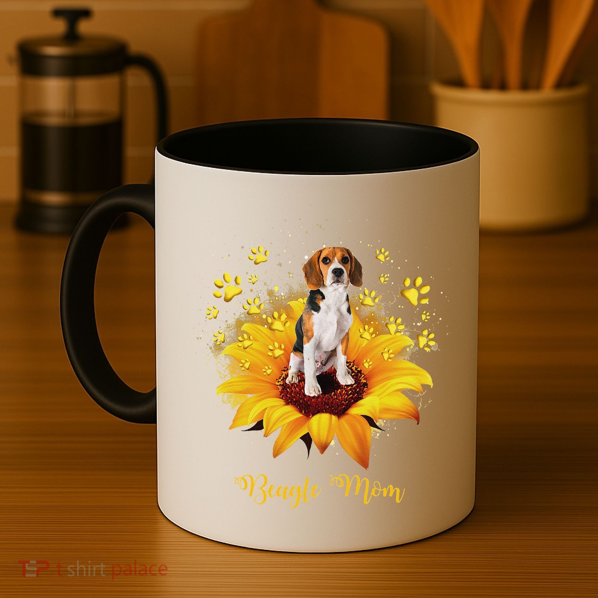 Beagle Mom Sunflower With Dog Paw MotherS Day Coffee Mug