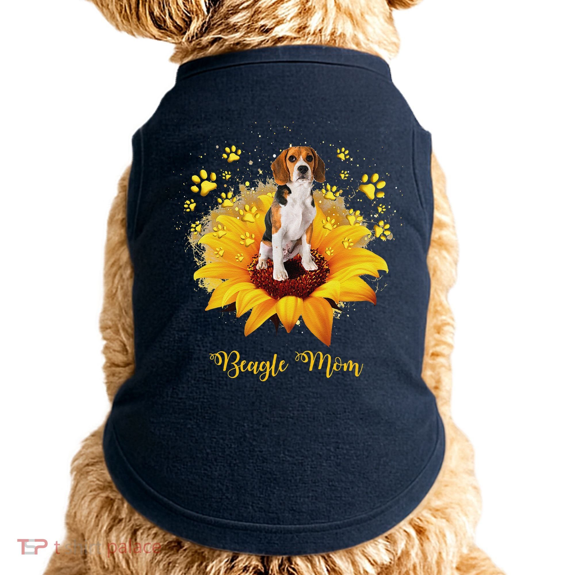 Beagle Mom Sunflower With Dog Paw MotherS Day Doggie Tank
