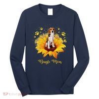 Beagle Mom Sunflower With Dog Paw MotherS Day Long Sleeve Shirt thumb 0