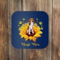 Beagle Mom Sunflower With Dog Paw MotherS Day Coaster thumb 0