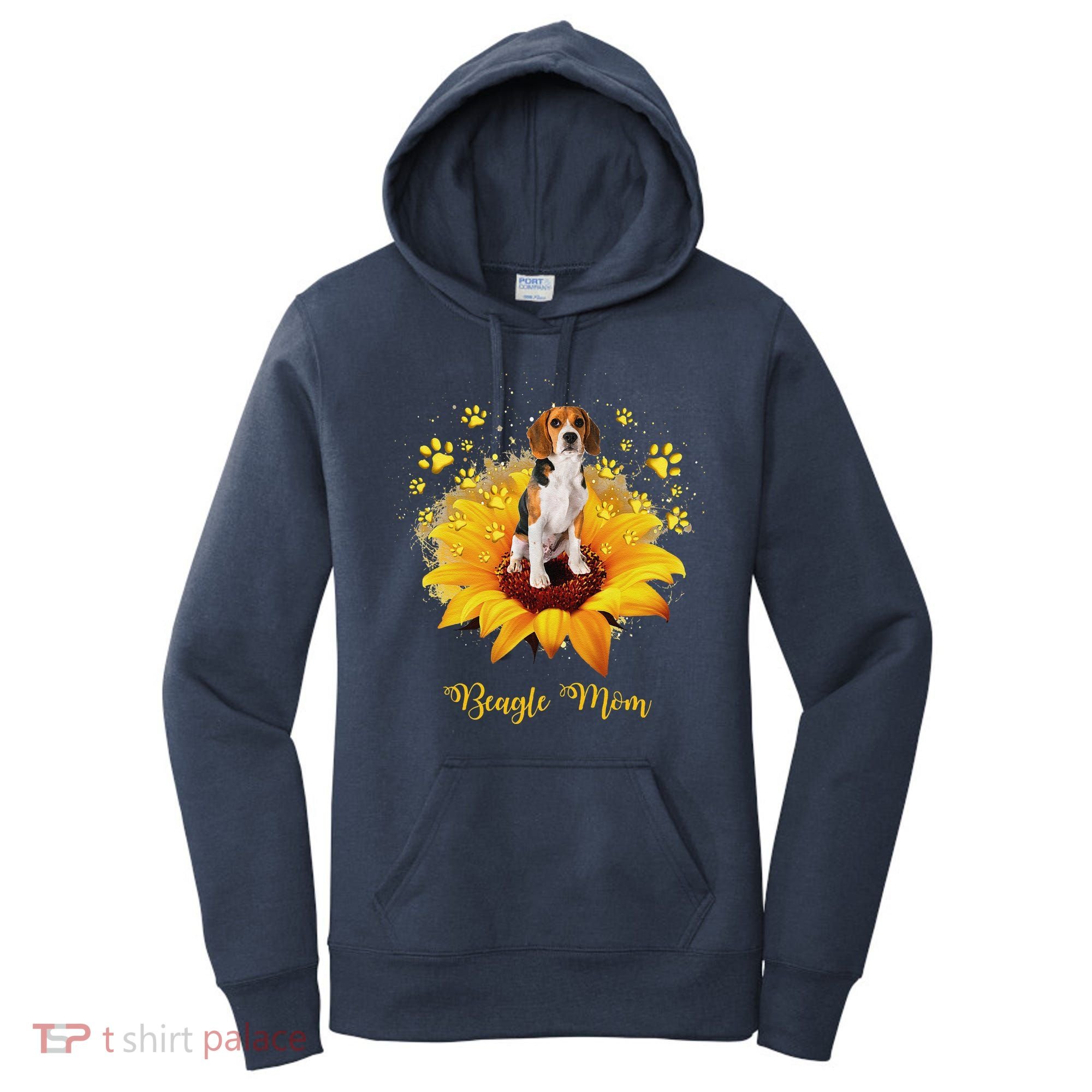 Beagle Mom Sunflower With Dog Paw MotherS Day Women's Hoodie