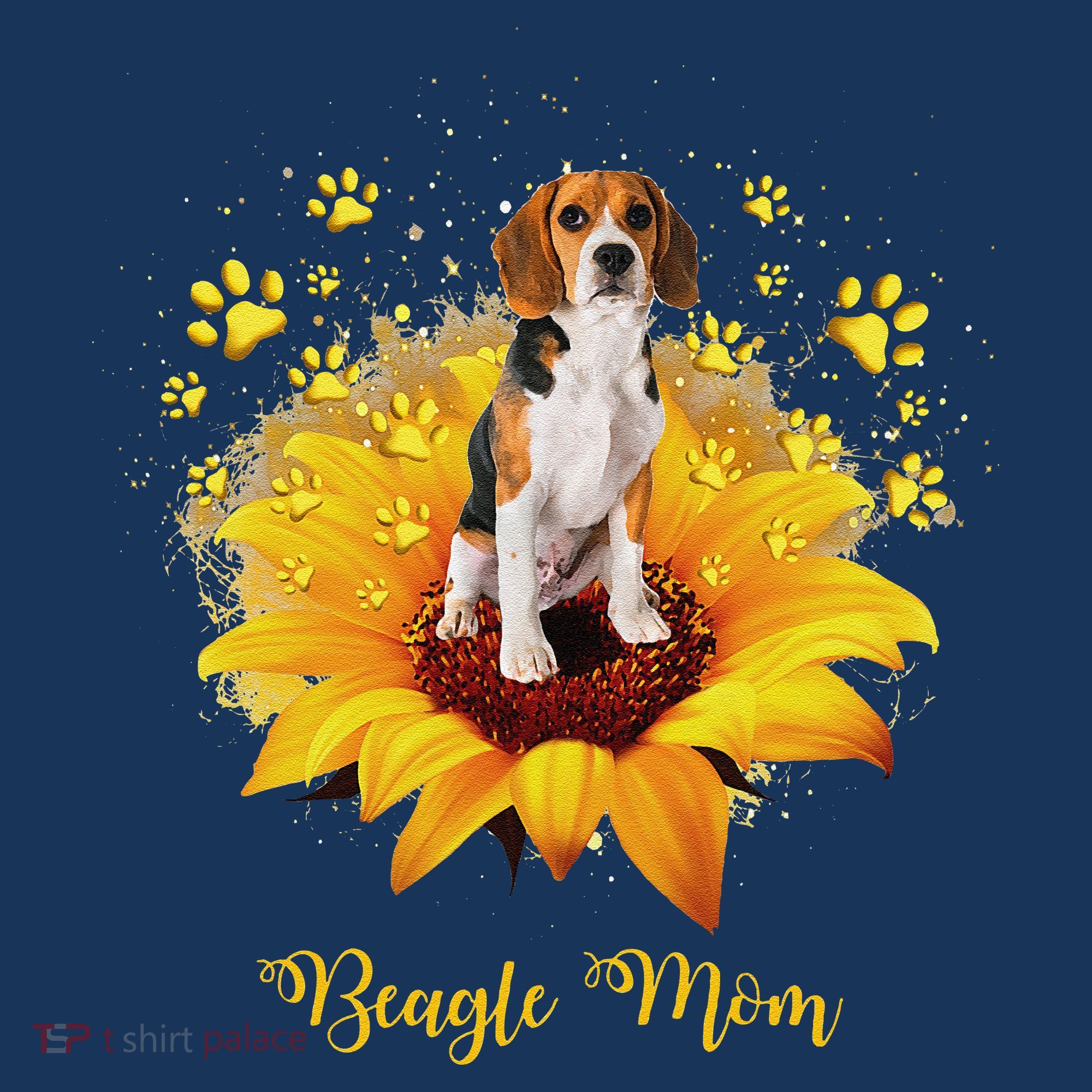 Beagle Mom Sunflower With Dog Paw MotherS Day Women's Hoodie