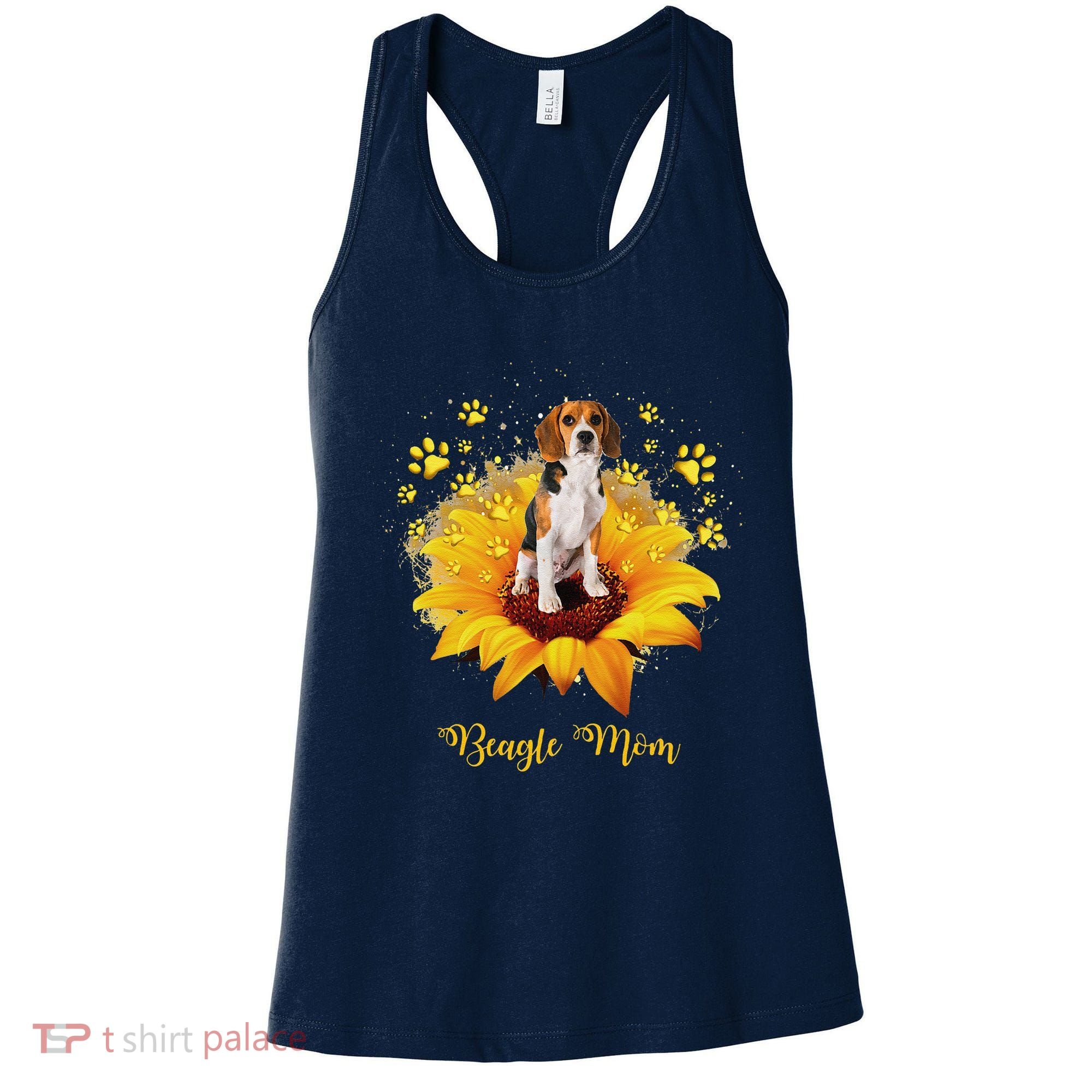 Beagle Mom Sunflower With Dog Paw MotherS Day Women's Tank Top