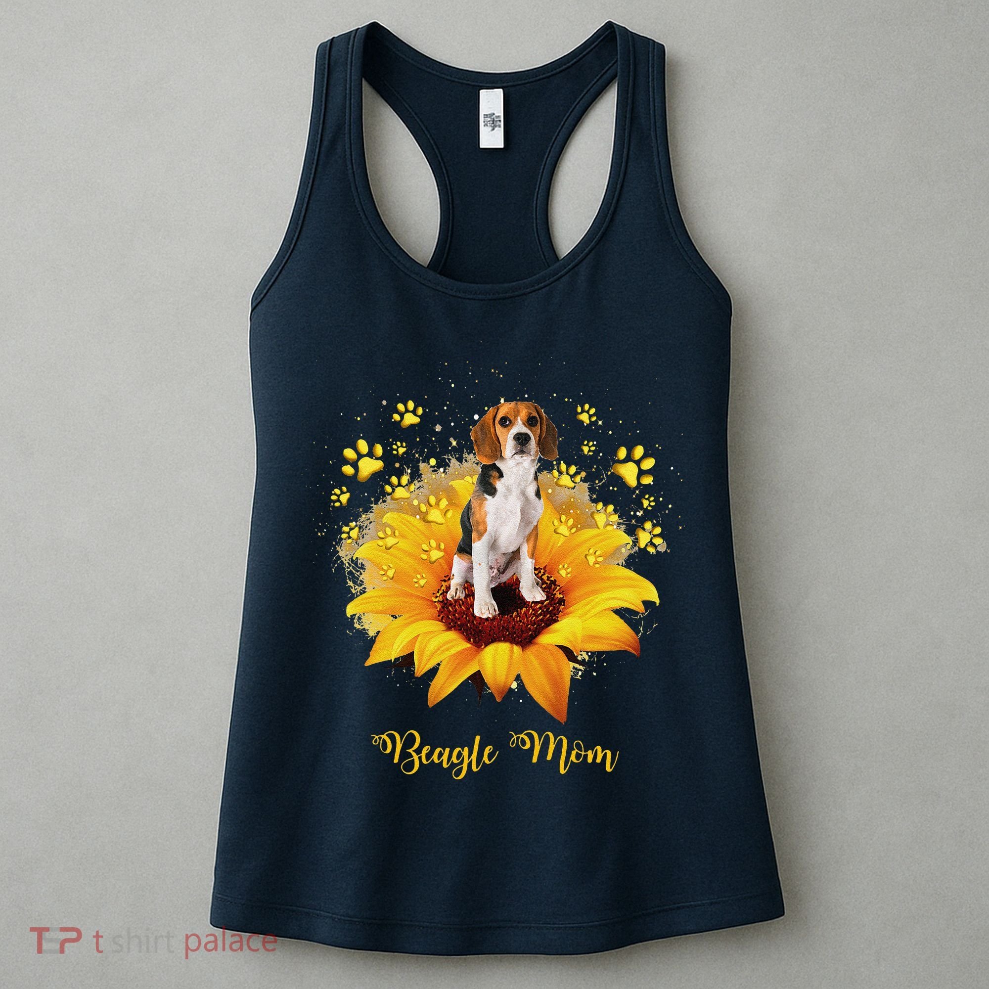 Beagle Mom Sunflower With Dog Paw MotherS Day Women's Tank Top