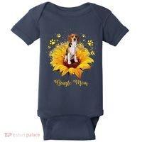 Beagle Mom Sunflower With Dog Paw MotherS Day Baby Bodysuit thumb 0