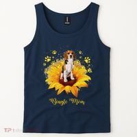 Beagle Mom Sunflower With Dog Paw MotherS Day Tank Top thumb 2