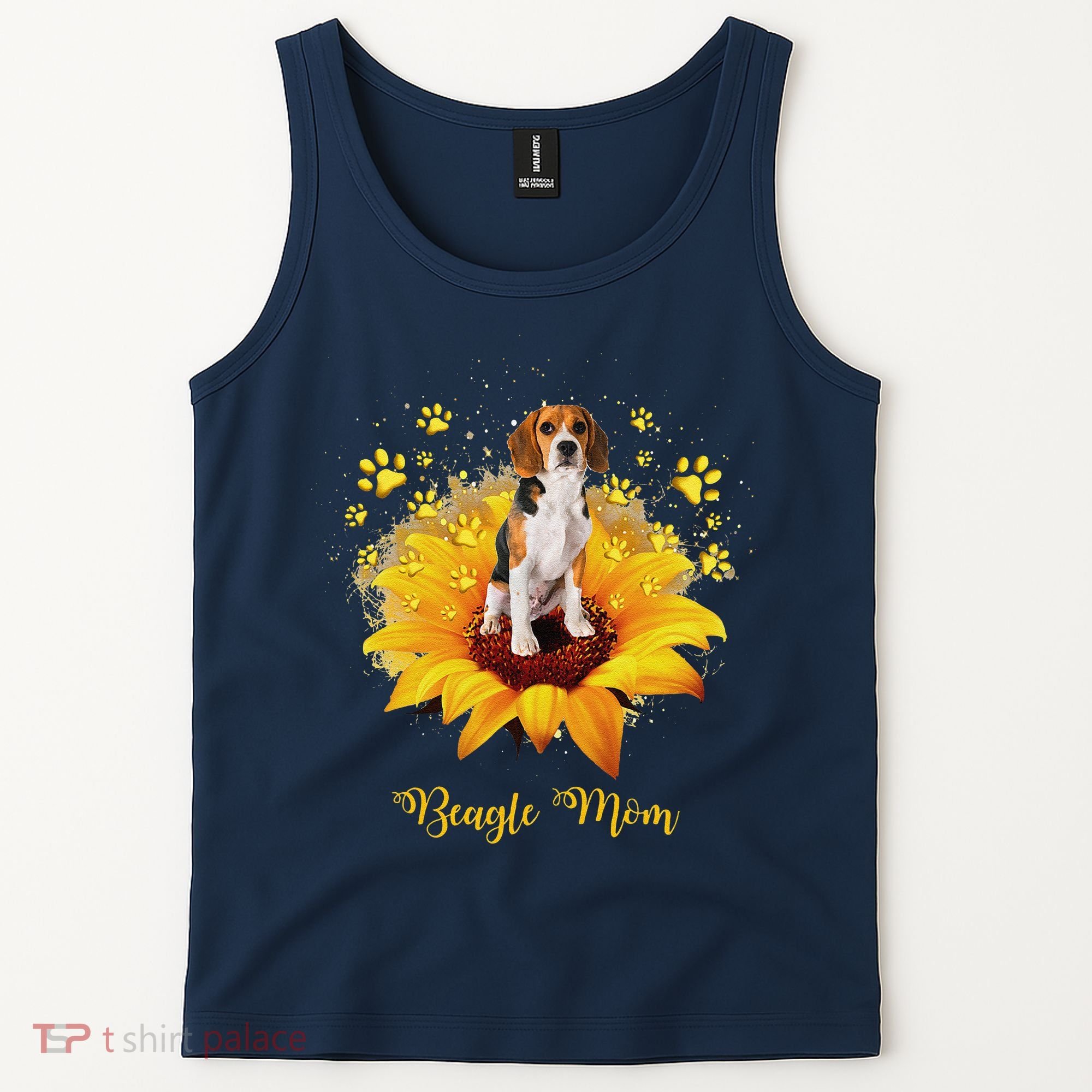 Beagle Mom Sunflower With Dog Paw MotherS Day Tank Top