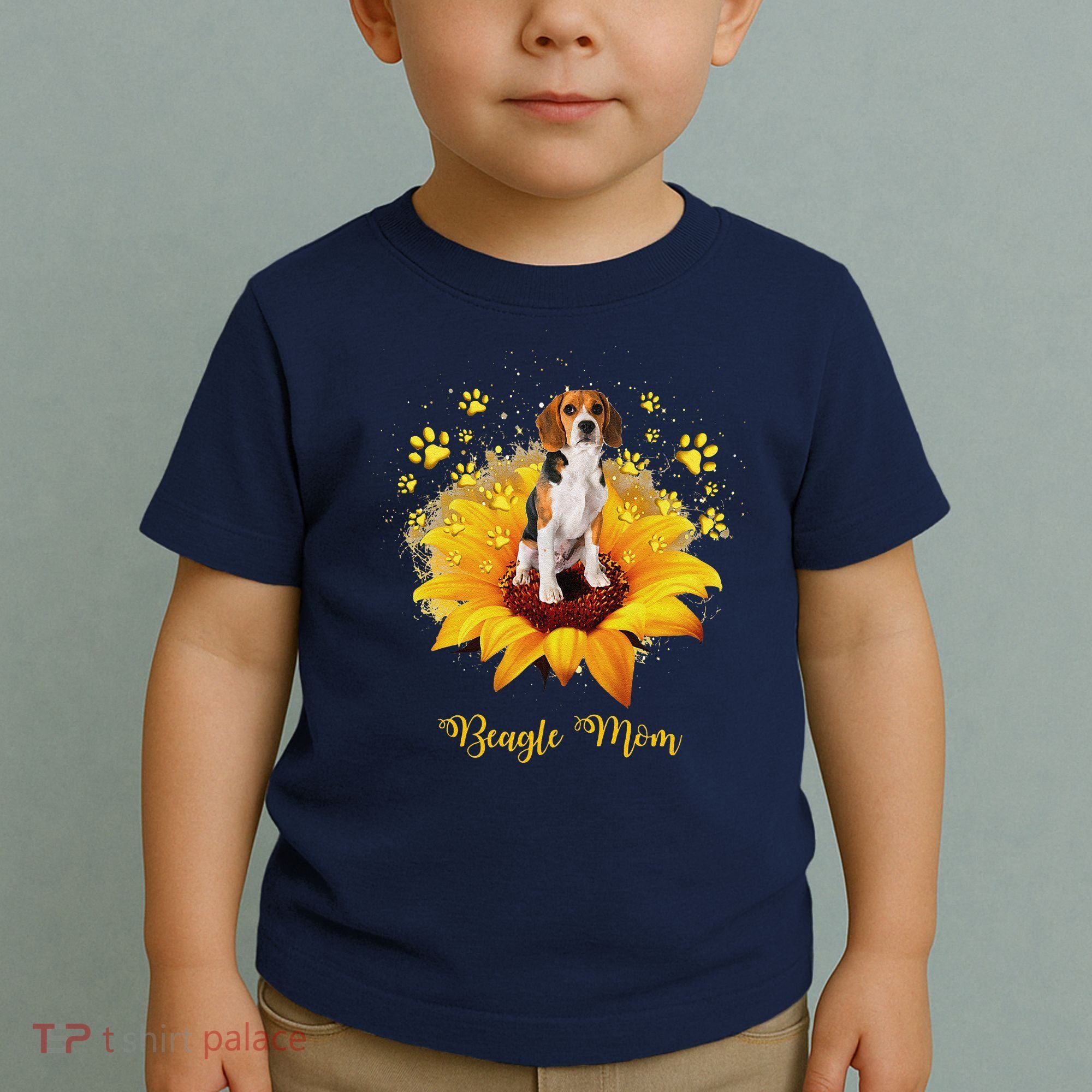 Beagle Mom Sunflower With Dog Paw MotherS Day Toddler T-Shirt