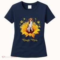 Beagle Mom Sunflower With Dog Paw MotherS Day Women's T-Shirt thumb 0