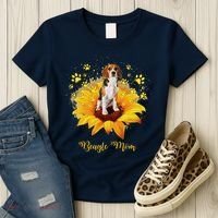 Beagle Mom Sunflower With Dog Paw MotherS Day Women's T-Shirt thumb 3