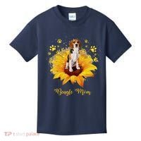 Beagle Mom Sunflower With Dog Paw MotherS Day Kids T-Shirt thumb 0