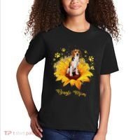 Beagle Mom Sunflower With Dog Paw MotherS Day Kids T-Shirt thumb 2