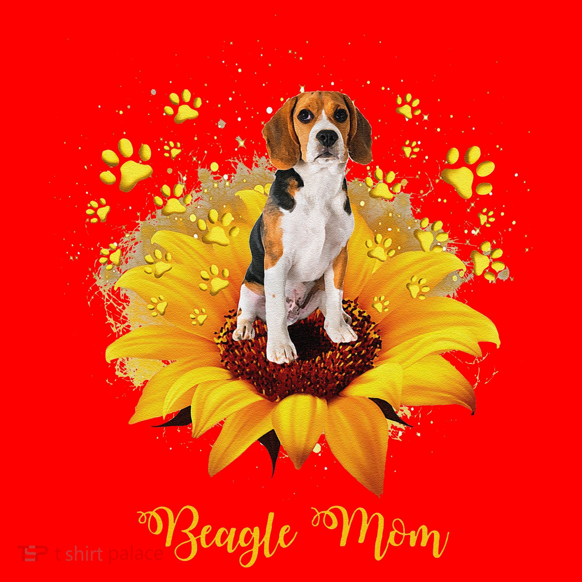 Beagle Mom Sunflower With Dog Paw MotherS Day Santa Hat