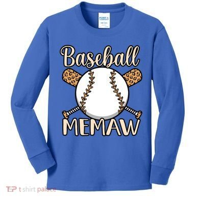 Baseball Memaw Sports Player Lover Coach Graphic Cool Gift Kids Long Sleeve Shirt